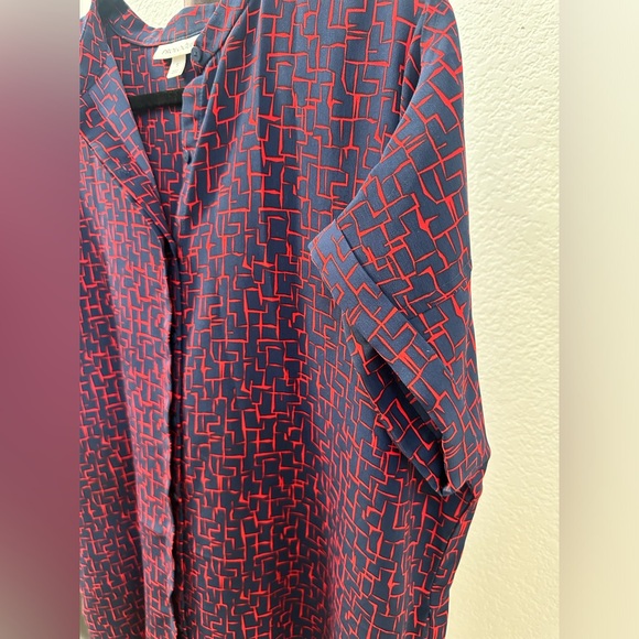 Prologue Shirt Dress Abstract Blue and Red Size Small - Picture 4 of 8